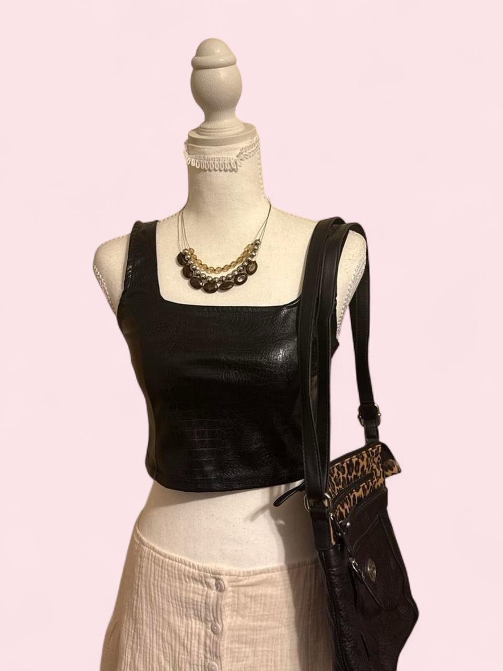 Black Crocodile Print Tank